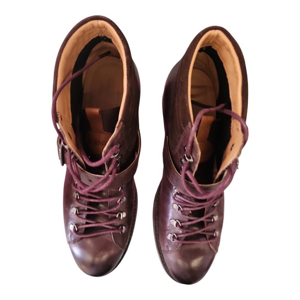 Sebago Laney Hiker Boot Burgundy Leather Buckle Lace Up Size 10 - Picture 7 of 15